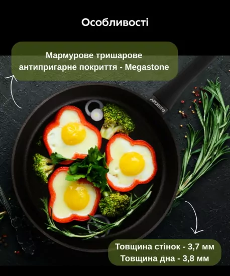 Сковорода глибока Ardesto Black Mars Favola, 24см, алюміній, чорний