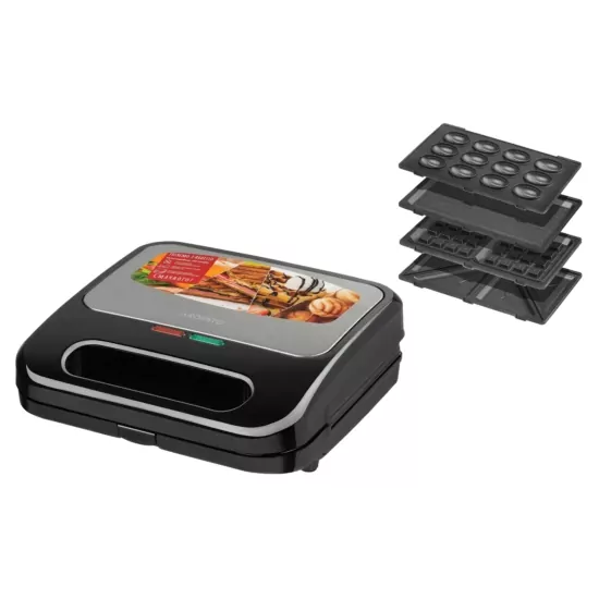 Мультимейкер ARDESTO 700Вт, алюминий, 4 пластины, корпус-нерж.сталь/пластик, черно-серебристый