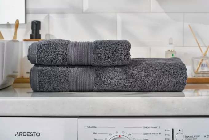 Рушник махровий Ardesto SuperSoft 70х140см, 100% бавовна, сірий темний