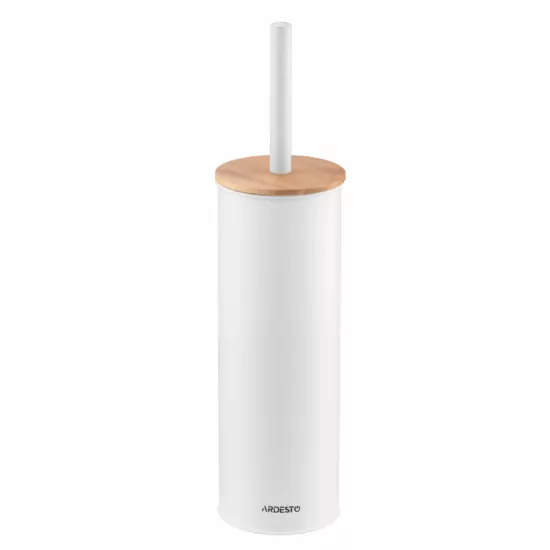 Набор щетка для унитаза с подставкой Ardesto Minimalism 9.5×27.5/38см, металл, полипропилен, бамбук, белый