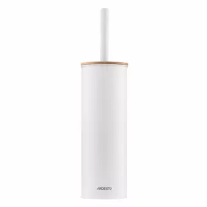 Набор щетка для унитаза с подставкой Ardesto Minimalism 9.5×27.5/38см, металл, полипропилен, бамбук, белый