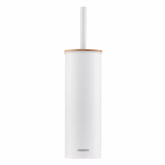 Набор щетка для унитаза с подставкой Ardesto Minimalism 9.5×27.5/38см, металл, полипропилен, бамбук, белый