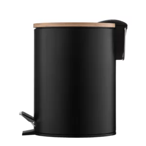 Відро для сміття Ardesto Minimalism з педаллю, 3л, метал, пластик, бамбук, чорний