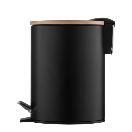Відро для сміття Ardesto Minimalism з педаллю, 3л, метал, пластик, бамбук, чорний