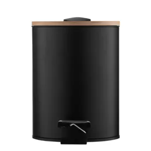 Відро для сміття Ardesto Minimalism з педаллю, 3л, метал, пластик, бамбук, чорний