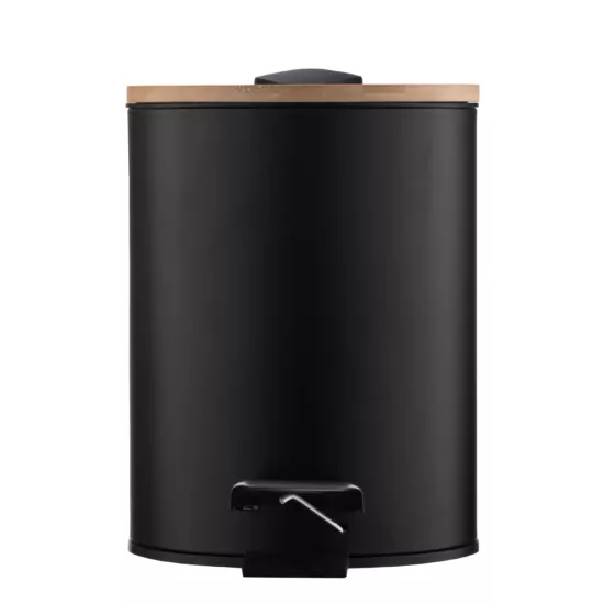 Відро для сміття Ardesto Minimalism з педаллю, 3л, метал, пластик, бамбук, чорний