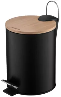 Відро для сміття Ardesto Minimalism з педаллю, 3л, метал, пластик, бамбук, чорний