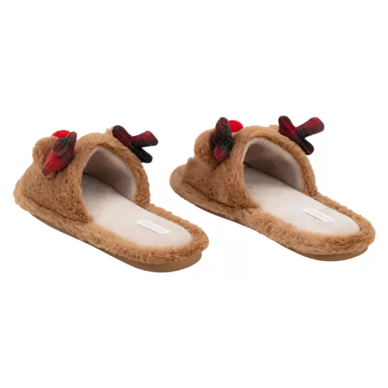 Обувь домашняя ARDESTO Christmas 36/37 размер, 100% полиэстер, подошва 100% резина, коричневый