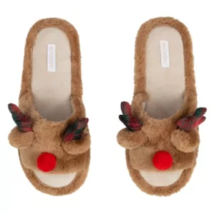 Обувь домашняя ARDESTO Christmas 36/37 размер, 100% полиэстер, подошва 100% резина, коричневый