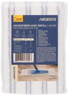 Змінна насадка до швабри Ardesto Abrasive 41см, мікрофібра, смужки, білий, синій