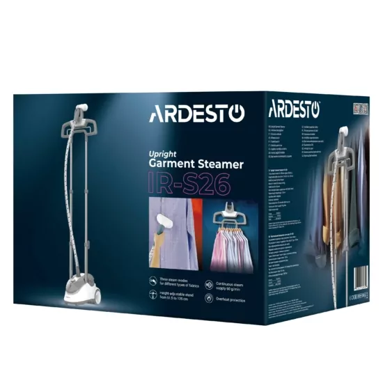 Ardesto steamer vertical IR-S26, 1800W, 2600ml, hanger, inox soleplate, white+gray