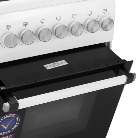 Cooker ARDESTO gas, 50L, 50x60cm, electric ignition, timer, LPG conversion set (gas cylinder connection), white