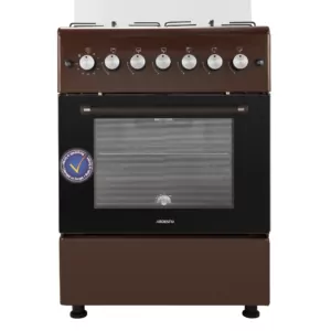 Cooker ARDESTO gas, 58L, 60x60cm, glass lid, electric ignition, lighting, timer, thermometer, drop-down drawer, LPG conversion set (gas cylinder connection), brown