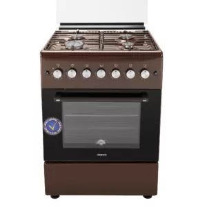 Cooker ARDESTO gas, 58L, 60x60cm, glass lid, electric ignition, lighting, timer, thermometer, drop-down drawer, LPG conversion set (gas cylinder connection), brown