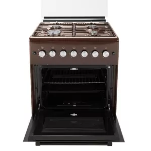 Cooker ARDESTO gas, 58L, 60x60cm, glass lid, electric ignition, lighting, timer, thermometer, drop-down drawer, LPG conversion set (gas cylinder connection), brown