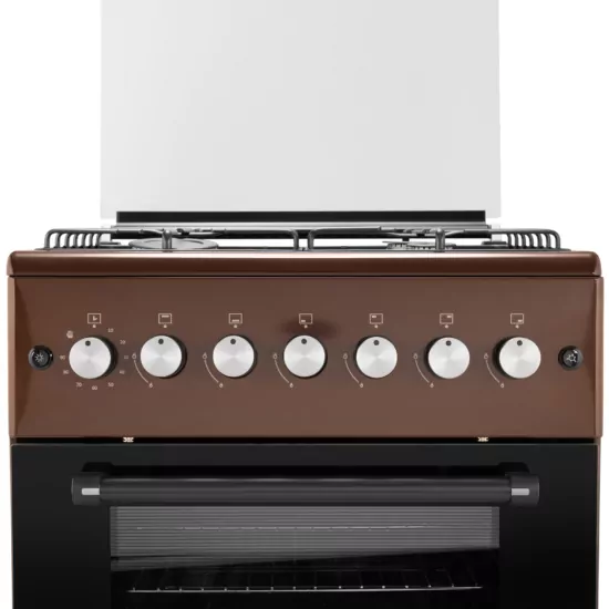Cooker ARDESTO gas, 58L, 60x60cm, glass lid, electric ignition, lighting, timer, thermometer, drop-down drawer, LPG conversion set (gas cylinder connection), brown