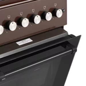 Cooker ARDESTO gas, 58L, 60x60cm, glass lid, electric ignition, lighting, timer, thermometer, drop-down drawer, LPG conversion set (gas cylinder connection), brown