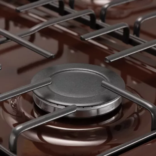 Cooker ARDESTO gas, 58L, 60x60cm, glass lid, electric ignition, lighting, timer, thermometer, drop-down drawer, LPG conversion set (gas cylinder connection), brown