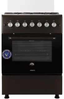 Cooker Ardesto gas, 58L, 60x60cm, glass lid, electric ignition, lighting, timer, thermometer, coffee adapter, drop-down drawer, LPG conversion set (gas cylinder connection), black