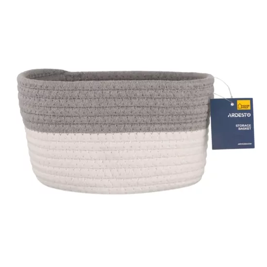 Ardesto Wicker storage basket Vigor 3.5l, cotton twine, grey, white