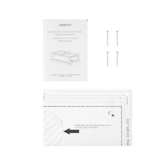 Hood ARDESTO telescopic, 60cm, 450m3h, metal, 2х1W LED, button, inox