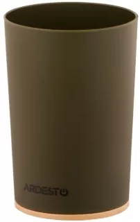 Склянка для зубних щіток Ardesto Minimalism 7.8×11.3см, поліпропілен, бамбук, зелений темний