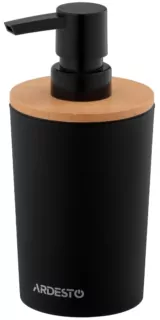 Диспенсер для мила Ardesto Minimalism 380мл, поліпропілен, бамбук, чорний