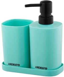 Набір для ванної кімнати Ardesto Vigor 380мл, 3 предмети, поліпропілен, блакитний