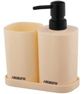 Набір для ванної кімнати Ardesto Vigor 380мл, 3 предмети, поліпропілен, бежевий