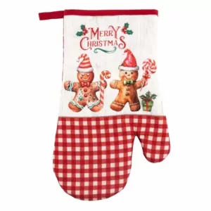 Ardesto Oven mitten Christmas Gingerbread 18х30cm, 100% polyester (front), 100% cotton (back), red
