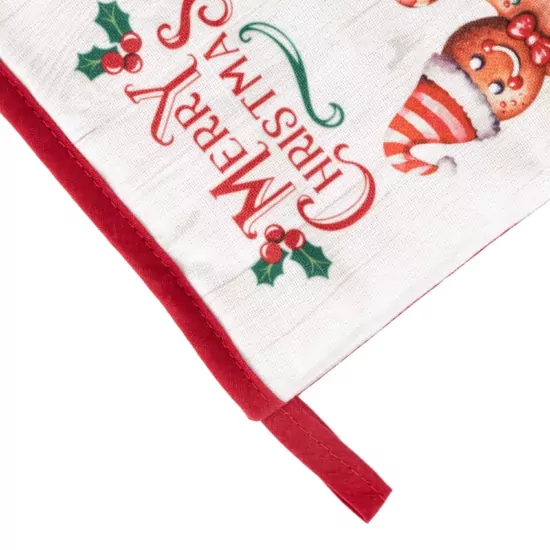 Ardesto Oven mitten Christmas Gingerbread 18х30cm, 100% polyester (front), 100% cotton (back), red