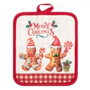 Ardesto Potholder set for kitchen Christmas Gingerbread 18х20cm, 18х30cm, 100% polyester (top), 100% cotton (back), red
