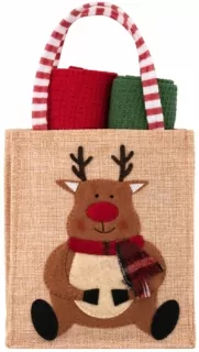 Ardesto Gift set of towels in a bag Christmas Deer 38х63cm, 2pcs, 100% cotton, red, green