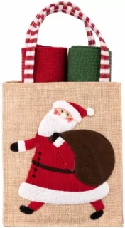 Ardesto Gift set of towels in a bag Christmas Santa 38х63cm, 2pcs, 100% cotton, red, green