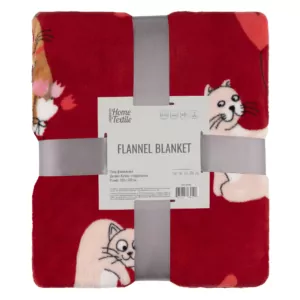 Ardesto Flannel blanket 160x200cm, 100% polyester, cats with hearts
