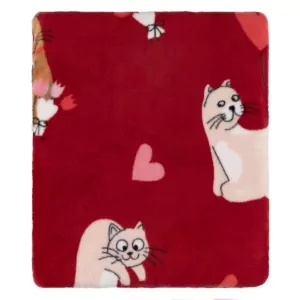Ardesto Flannel blanket 160x200cm, 100% polyester, cats with hearts