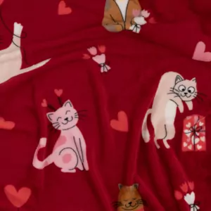 Ardesto Flannel blanket 160x200cm, 100% polyester, cats with hearts