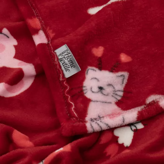 Ardesto Flannel blanket 160x200cm, 100% polyester, cats with hearts