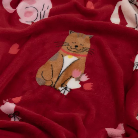 Ardesto Flannel blanket 160x200cm, 100% polyester, cats with hearts
