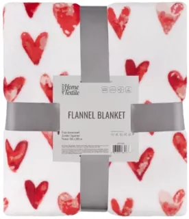 Ardesto Flannel blanket 160x200cm, 100% polyester, hearts