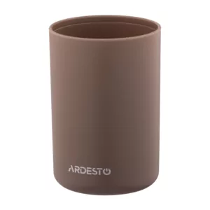 Набір для ванної кімнати Ardesto Minimalism 360мл, 3 предмети, поліпропілен, бамбук, тауп