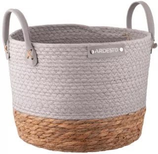 Корзина ARDESTO Minimalism 28х28х22см, бумажный шпагат, рогожка, серая