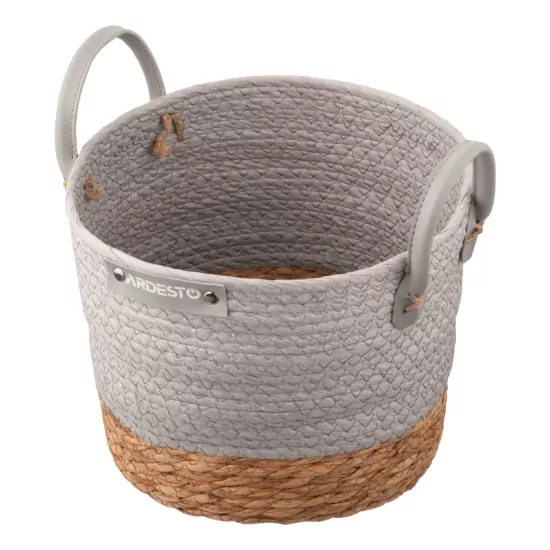 Basket ARDESTO Minimalism 23x23x19cm, paper twine, cottail grass, grey