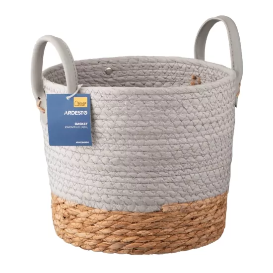 Basket ARDESTO Minimalism 23x23x19cm, paper twine, cottail grass, grey