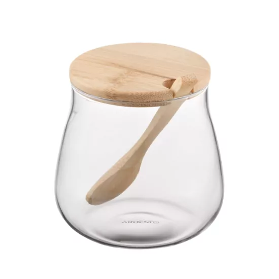 Банка для зберігання ARDESTO Midori Sugar 500мл, скло, бамбук, прозорий