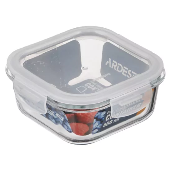 Ardesto Food storage container Gemini 0.8l, borosilicate glass, plastic, square, transparent