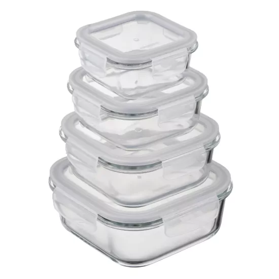 Ardesto Food storage container Gemini 0.8l, borosilicate glass, plastic, square, transparent