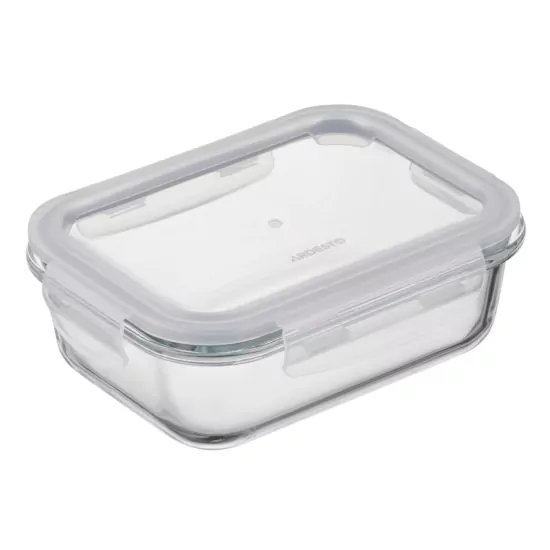 Контейнер для зберігання харчових продуктів Ardesto Gemini 0.66л, боросилікатне скло, пластик, прямокутний, прозорий
