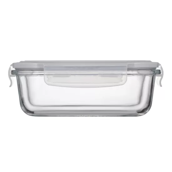 Контейнер для зберігання харчових продуктів Ardesto Gemini 0.66л, боросилікатне скло, пластик, прямокутний, прозорий