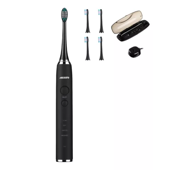 Щетка зубная электр. Ardesto ETB-211B, 40т. колеб/мин, насадок-5, футляр, IPX7, черный